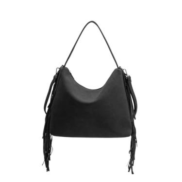 Imagem de Lenna's Bolsa Hobo com Franjas Fashion Bolsa Transversal Feminina Western Girl Preta