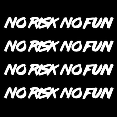 Imagem de 4 peças de decalque de vinil à prova d'água No Risk No Fun, adesivo moderno para carros, motocicletas, janelas, para-choques, laptops e paredes (branco)