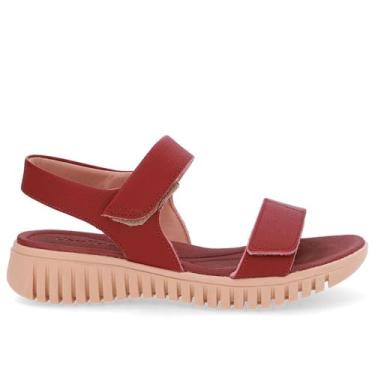 Imagem de Sandalia Usaflex Casual Em Couro Ref Ud11007 Vermelho 34