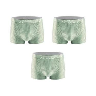Imagem de Conjunto De 3 Cuecas Boxer Masculinas De Seda Gelada Tamanho Grande, L