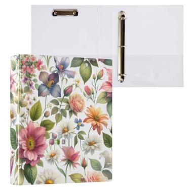 Imagem de Pasta de arquivo de fichário de rosas brancas florais para material escolar e de escritório, pacote com 2