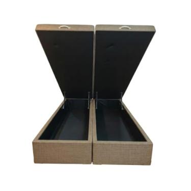 Imagem de Cama Queen Box Baú Bi-partida 79 Blindada - Linhão (Linhão - Turim Bege Escuro)