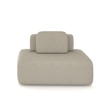 Imagem de Sofá Ilha Sala de Estar Modulado Dakota 142cm Encosto Almofada Solta Veludo Bege G33 - Gran Belo