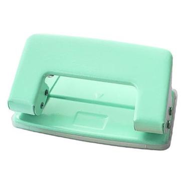 Imagem de Furador duplo, perfurador de papel com 2 furos, espaçamento de 6 mm para projetos escolares, plástico e metal (verde menta)