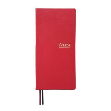 Imagem de Agenda semanal A6 sem data, tamanho portátil, organizador de compromisso, couro PU, caderno de bolso (vermelho)