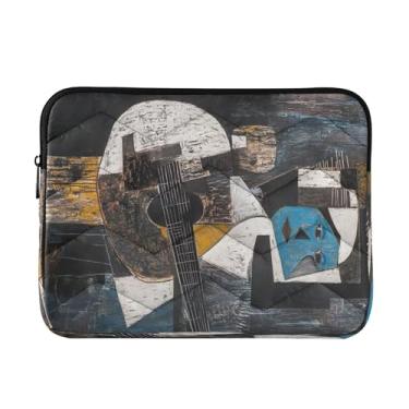 Imagem de Bolsa de trabalho feminina vintage gato malhado marrom 33-33,3 polegadas, proteção abrangente, bolsa de trabalho feminina, guitarrista abstrata azul-1, M