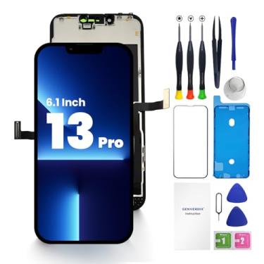 Imagem de Kit de reparo Full HD para iPhone 13 Pro, tela LCD sensível ao toque 3D de 6,1 polegadas, Genverdix, conjunto de digitalizador com ferramentas, protetor de tela de vidro temperado, adesivo de moldura