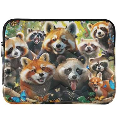 Imagem de Capa para notebook com animais coloridos urso guaxinim capa universal para laptop de 13 a 14 polegadas fofa para Macbook Air 13 polegadas capa