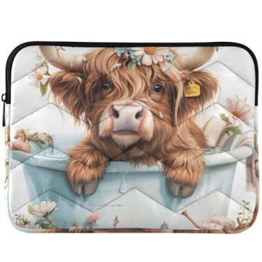 Imagem de Linda capa protetora para laptop Highland Cow Calf Universal 13-14 polegadas acessórios de computador para Macbook Air 13 polegadas capa