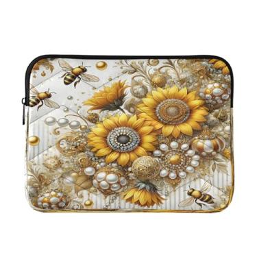 Imagem de Bolsa de laptop amarela girassol dourado para homens, capa protetora à prova de choque, bolsa de trabalho de 33 a 13,3 polegadas para mulheres