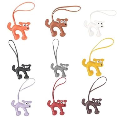 Imagem de 1 pingente de cachorro corcunda fofo pendurado: pingente de couro PU de desenho animado para presentes masculinos com tema de animal de estimação; ótimo para transporte diário ou decoração de chaveiro