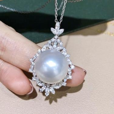 Imagem de Colar com pingente moderno brilhante com imitação de pérola graciosa joia de noivado para mulheres, 40cm 5cm, Metal, Pérola sintética