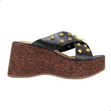 Imagem de Tamanco Vizzano Anabela Preta com Tachas Douradas 6559.102