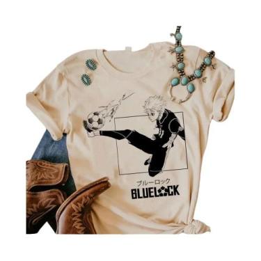 Imagem de Camiseta Feminina Azul De Anime Japonês Estilo Streetwear Designer Est