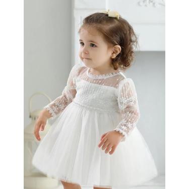 Imagem de Vestido Branco De Princesa Para Meninas Vestido De Batizado Aniversári