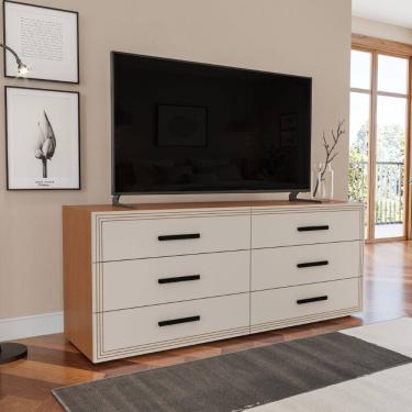 Imagem de Cômoda Valência 6 Gavetas Freijó Creme Politorno Móveis