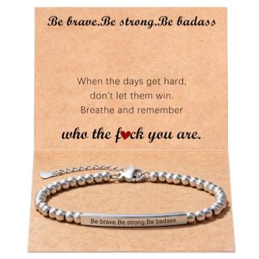 Imagem de Presentes inspiradores para mulheres, presentes Be Brave Be Strong Be Badass, pulseiras de tubo inspiradoras personalizadas para amiga, amizade, aniversário, dia das mães, dia dos namorados, presente