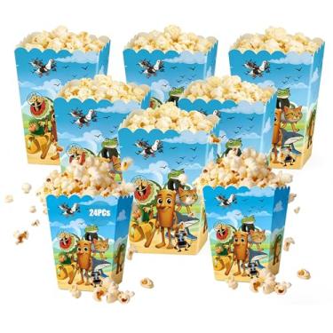 Imagem de Caixas de pipoca de animais de desenho animado Italian Brainrot, embalagem com 24 recipientes de papel, 6 x 4 x 13 cm, suprimentos de festa infantil