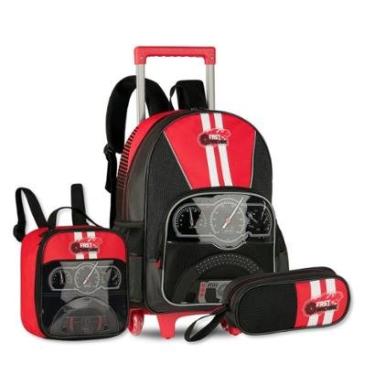Imagem de Kit Escolar Carros com Mochila Rodinhas Lancheira e Estojo-Masculino