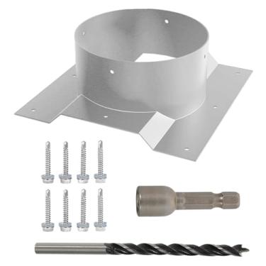 Imagem de Adaptador de ventilação de teto de contêiner de 20,32 cm para turbinas Whirlybird, tampas redondas de chaminé e aberturas de janela de telhado ondulado, 1 pacote, prata