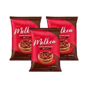 Imagem de Chocolate Em Pó 50% Cacau Melken - Kit 03 Pacotes De 1,05kg