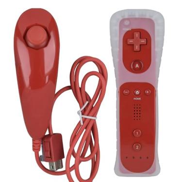 Imagem de ZWP Replacement Remote Controller for Wii & Wii U, Built-in 2 in 1 Motion Plus with Silicon Case and Nunchuck (Red)
