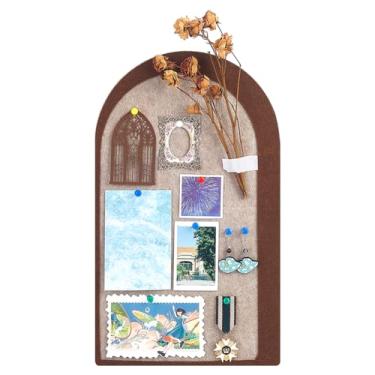 Imagem de AHANDMAKER Quadro de avisos de feltro de arco com 21 pinos de 39,9 cm x 23,9 cm quadros decorativos de cortiça para parede organizador de azulejos para decoração boho de escritório em casa