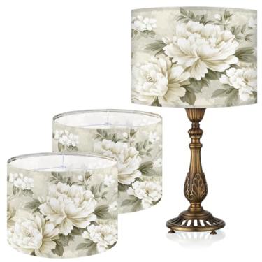 Imagem de Abajur de mesa, 33 cm L x 25 cm A impressão HD geométrico floral deixa abajur de mármore, abajures, decoração moderna de abajur para luminárias de mesa e chão (peônia, 33 cm L x 25 cm A)