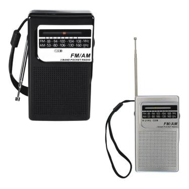 Imagem de 2X Radinho Fm Pilha Presente Pai Vô Portátil Pequeno Bolso N