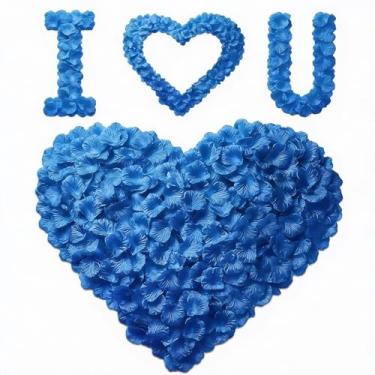 Imagem de VKshop 1200 pétalas de rosa azul – pétalas artificiais de flor de rosa falsa para o dia dos namorados, decorações de casamento, pedido romântico, aniversário, festa, decoração de corredor, florista