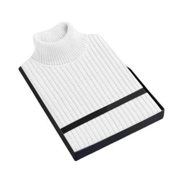 Imagem de Suéter Masculino De Lã Gola Alta Manga Longa Slim Fit Pesado Casual Li