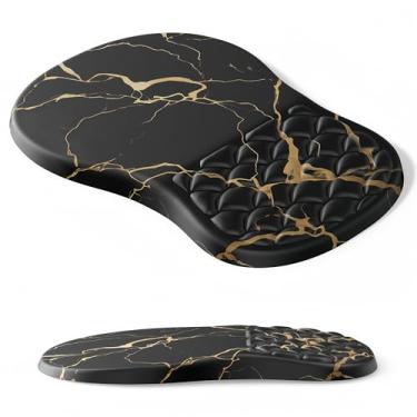 Imagem de YiRing Mouse pad ergonômico com suporte de pulso, descanso de pulso preto para alívio da dor no túnel do carpo, design de protuberância de massagem com inclinação de espuma de memória integrada
