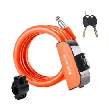 Imagem de Dynwave Cadeado de cabo para bicicleta, acessórios para cadeado de bicicleta, de compacto, portátil e à prova d'água com 2 chaves, para uso, Laranja