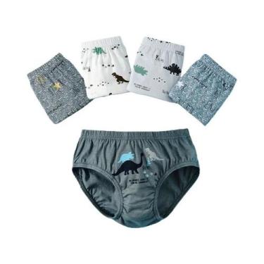 Imagem de Cuecas De Algodão Com Estampa De Dinossauro Para Meninos, 3 Peças, Res