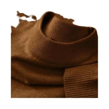 Imagem de Suéter Masculino Casual De Outono Com Gola Alta Falsa, Pulôver Térmico