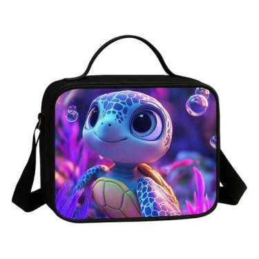 Imagem de Lancheira Termica Escolar Infantil Avulsa Estampa Tartaruga Cores Vibr