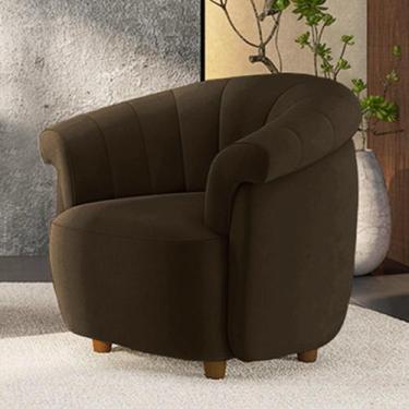 Imagem de Poltrona Decorativa Latvia 86cm Pés de Madeira Veludo Marrom G45 - Gra