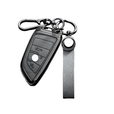 Imagem de Capa de couro para chave de carro Capa protetora Compatível com BMW X1 X3 X5 X6 X7 1 3 5 6 7 Série G20 G30 G11 F15 F16 G01 G02 F48 Acessórios(C-grey keyring)