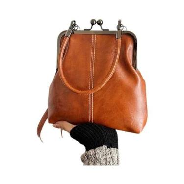 Imagem de Bolsa Transversal Retro Feminina De Grande Capacidade Em Couro PU, Ele