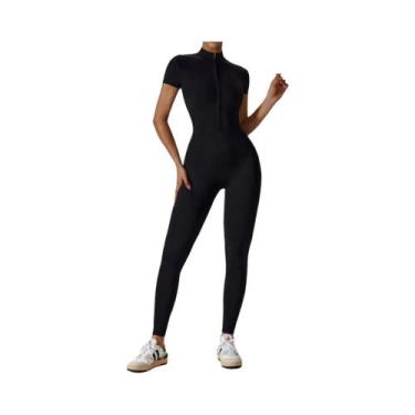 Imagem de Macacão De Yoga Feminino Slim Fit Com Mangas Curtas, Estilo Sexy Para 