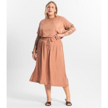 Imagem de Saia Midi Plus Size Secret Glam Marrom, Plus G2, Marrom