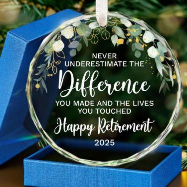 Imagem de Presentes de aposentadoria, enfeite de Natal de vidro HEXMOZ 2025