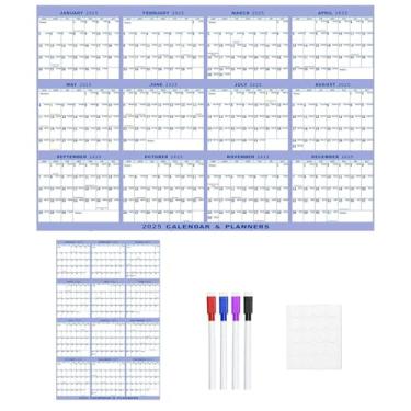 Imagem de Calendário de parede reutilizável – Agenda de parede horizontal vertical 2025 com marcador | Adesivo de parede dupla face para decoração de parede de 91 x 61 cm para cartões de visita