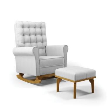 Imagem de Poltrona de Amamentação com Balanço e Puff Manu Linho Cinza Grosso TC1