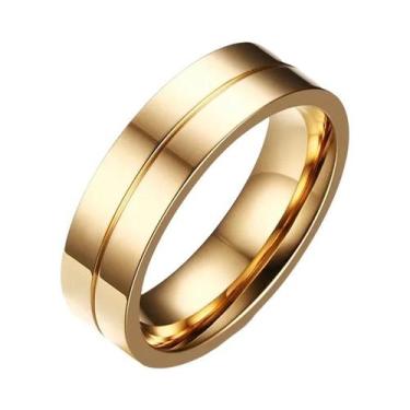 Imagem de Alianças De Casamento Em Aço Inoxidável Dourado Com Zircônia Para Mulh