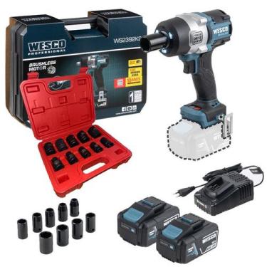 Imagem de Chave de Impacto Wesco 18v Brush 13mm WS2392K2 2 baterias de 4ah + soq