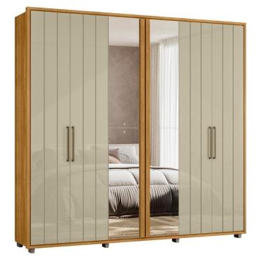 Imagem de Guarda Roupa Casal 250cm Com Espelho Vibe Opala/cumaru Z10 - Mpozenato
