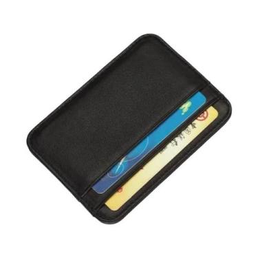 Imagem de Carteira Minimalista Unissex De Couro Genuíno Para Cartões De Crédito,