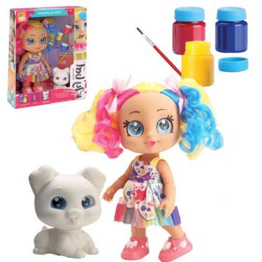 Imagem de Boneca Colorir Cachorro Brinquedo Pintar Tinta Guache Oferta - My Best