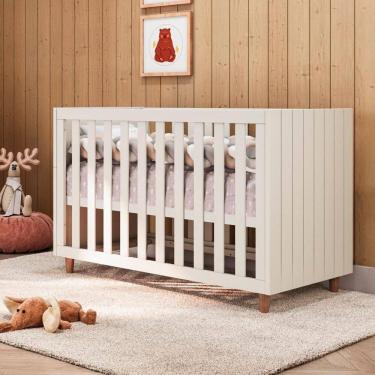 Imagem de Berço 3 em 1 com Colchão 4 Níveis Valentina Branco Soft / Jequitibá